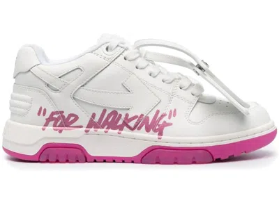 Pre-owned Off-white Women's Off Off Out Of Office Low Tops For Walking Sneakers In Fuschia/white