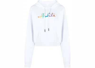 Pre-owned Off-white Women's Off Rainbow Logo Hoodie In White