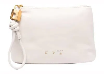 Pre-owned Off-white Women's Off Slider25 Pouch In White
