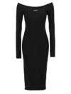 Off-white Viscose Knit Midi Dress With Logo Intarsia