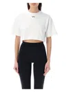 Off-white For Ever Ribbed Crew-neck Cropped T-shirt In White