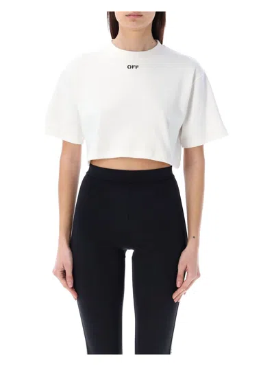 OFF-WHITE WOMEN'S OFF STAMP RIB CROPPED T-SHIRT | SIZE SMALL | 25POWAA081C99JER004 COLOR 0110