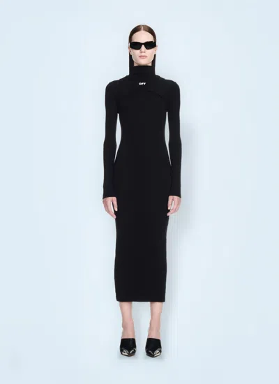 OFF-WHITE OFF WHITE WOMEN OFF STAMP RIBBED MIDI DRESS