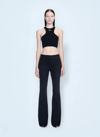 Off-white Off White Women Off Stamp Ribbed Top In Black