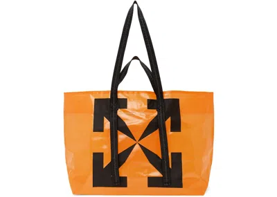 Pre-owned Off-white Women's Offwhite Arrows Tyvek Tote In Orange/black