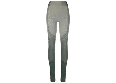 Pre-owned Off-white Women's Offwhite Athl Shiny Seamless Leggings In Green