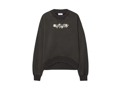 Pre-owned Off-white Women's Offwhite Bookish Roses Over Crew Sweatshirt In Washed Black