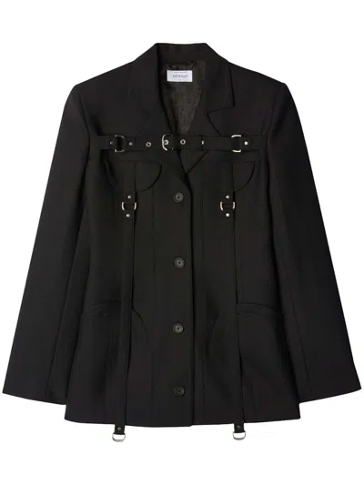 Pre-owned Off-white Women's Offwhite Cargo Bucklestrap Singlebreasted Jacket In Black