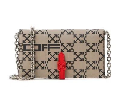 Pre-owned Off-white Women's Offwhite Chain Strap Wallet Arrows Monogram In Brown/black/red