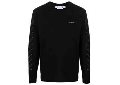 Pre-owned Off-white Women's Offwhite Diag Outline Long Sleeve T-shirt In Black