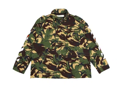 Pre-owned Off-white Women's Offwhite Diagonal Rose Stripes M65 Jacket In Camo