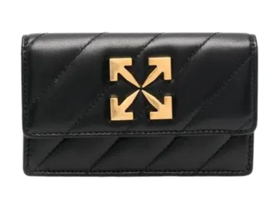 Pre-owned Off-white Women's Offwhite Jackhammer Flat Card Case In Black