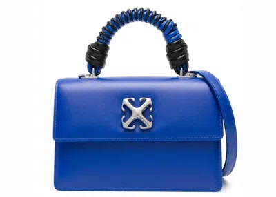 Pre-owned Off-white Women's Offwhite Jitney 1.4 Leather Top Handle In Blue