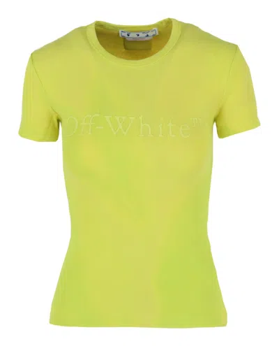 Pre-owned Off-white Women's Offwhite Laundry Ribbed Fitted T-shirt In Yellow