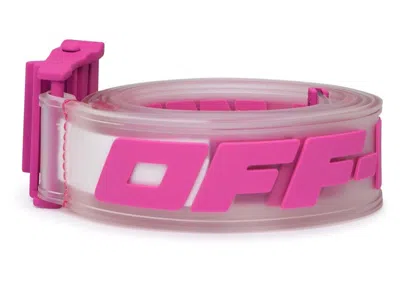 Pre-owned Off-white Women's Offwhite Logo Printed Industrial Buckle Pvc Belt In Fushia Pink