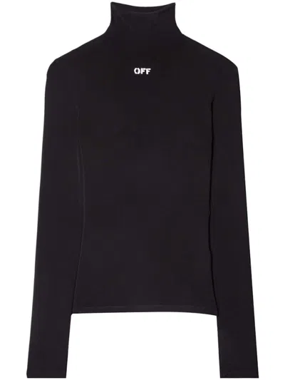 Pre-owned Off-white Women's Offwhite Logoprint Longsleeve Top In Black
