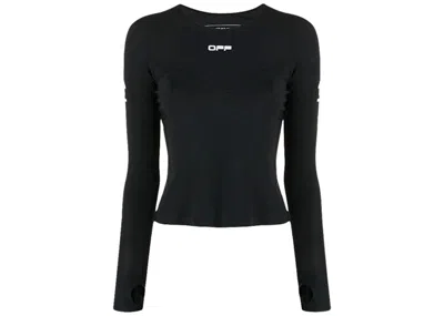 Pre-owned Off-white Women's Offwhite Logoprint Performance Top In Black