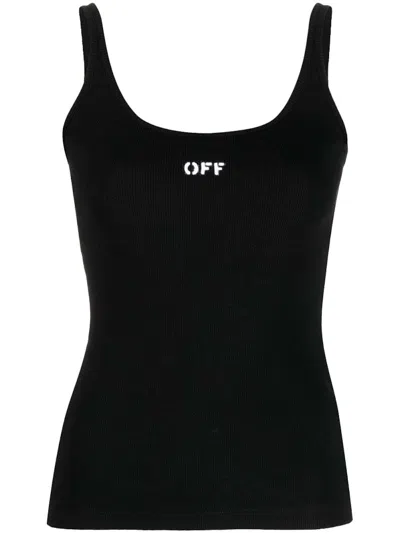 Pre-owned Off-white Women's Offwhite Logoprint Sleeveless Top In Black
