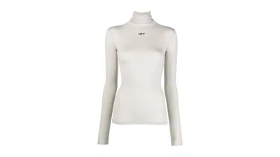 Pre-owned Off-white Women's Offwhite Long Sleeve Second Skin Turtleneck In Light Grey