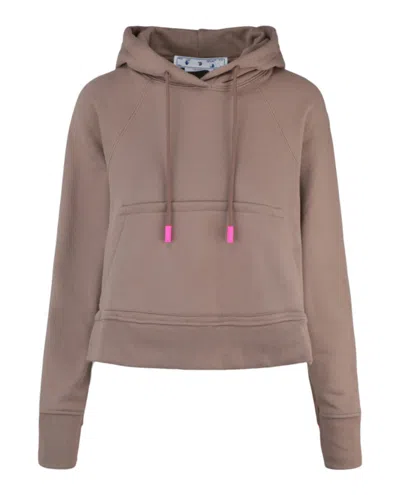Pre-owned Off-white Women's Offwhite Monogram Cropped Hoodie In Camel
