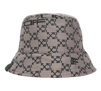Pre-owned Off-white Women's Offwhite Monogram Reversible Bucket Hat In Brown/fuchsia