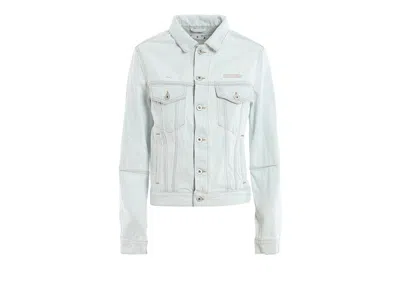 Pre-owned Off-white Women's Offwhite Open Back Denim Jacket In Light Blue