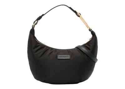 Pre-owned Off-white Women's Offwhite Paperclip Hobo Nylon 28 Bag In Black