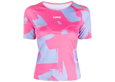 Pre-owned Off-white Women's Offwhite Printed Shortsleeve Shirt In Pink/purple