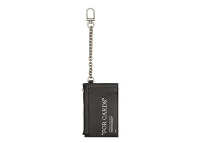 Pre-owned Off-white Women's Offwhite Quote Bookish Key Ring Card Case In Black