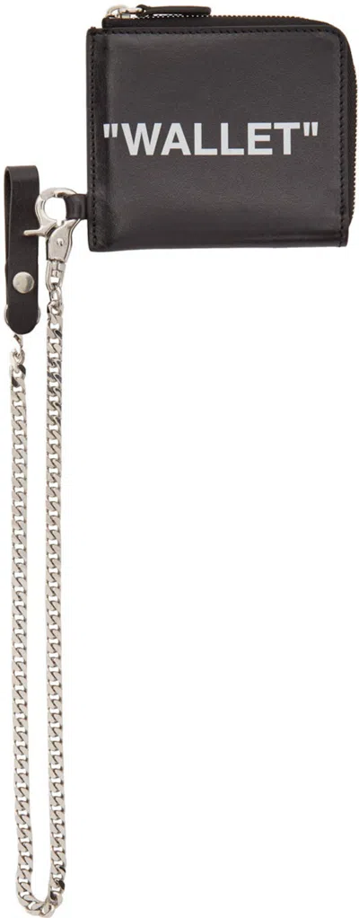 Pre-owned Off-white Women's Offwhite Quote Chain Wallet "wallet" In Black White In Multi