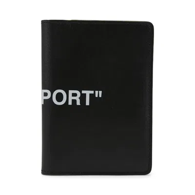 Pre-owned Off-white Women's Offwhite Quote Passport Wallet In Black White In Multi