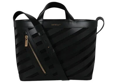 Pre-owned Off-white Women's Offwhite Small Cutout Diag Tote In Black