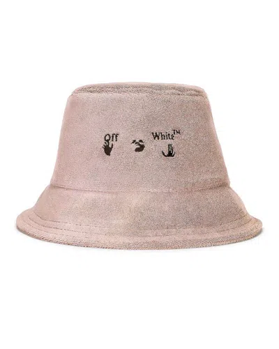 Pre-owned Off-white Women's Offwhite Swimming Man Towel Bucket Hat In Nude/black