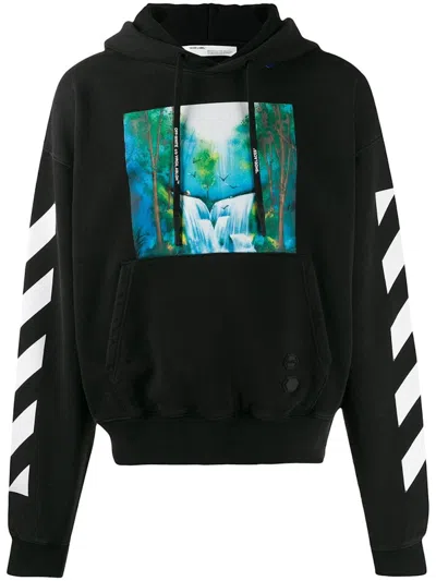 Pre-owned Off-white Women's Offwhite Waterfall Diagonal Hoodie In Black