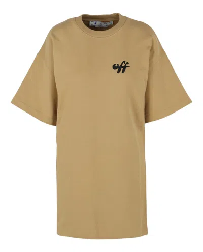 Pre-owned Off-white Women's Offwhite Zebra Arrow Snap Tee Shirt Dress In Beige