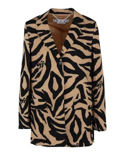 Pre-owned Off-white Women's Offwhite Zebra Tomboy Jacket In Black