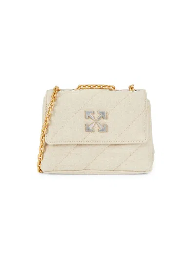 Off-white Women's Quilted Linen Crossbody Bag In White