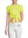 Off-white Logo Rib Knotted Crop In Green