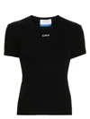 Off-white Slim Fit Black Cotton-elastane Logo T-shirt In Nero