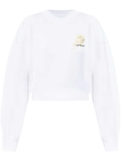 Off-white Women Roses Arrows Cropped Sweatshirt