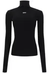 Off-white Printed Stretch-jersey Turtleneck Top In Nero