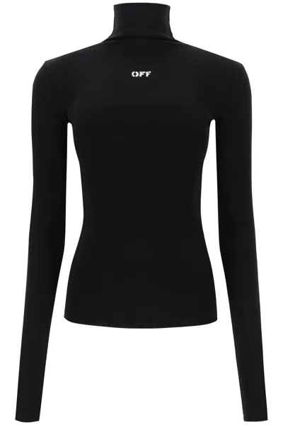 Off-white Women's Second Skin Long Sleeve Turtleneck Top In Nero