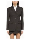 Off-white Off White™ Grey Single Breasted Pinstripe Jacket In Wool Blend In Gray