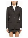 Off-white Grey Single-breasted Pinstripe Jacket In Wool Blend In Grey