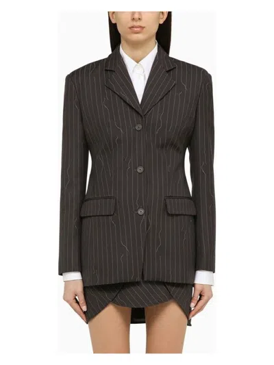 OFF-WHITE WOMEN'S SINGLE-BREASTED PINSTRIPE JACKET