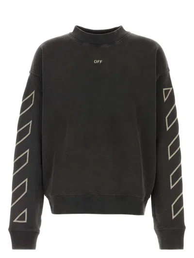 OFF-WHITE WOMEN'S SLATE COTTON OVERSIZE SWEATSHIRT