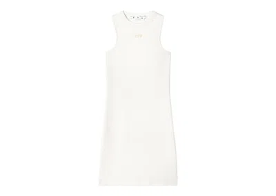 Pre-owned Off-white Women's Sleek Rowing Logo Print Minidress In Off/white