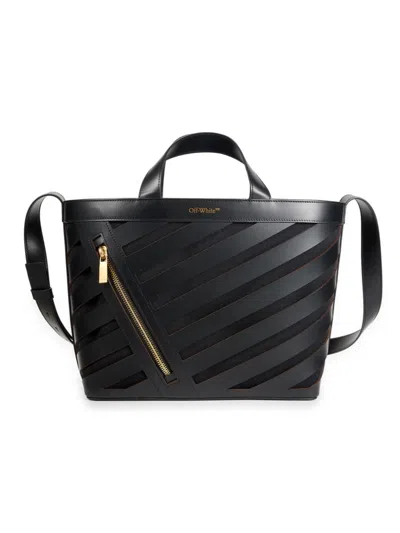 Off-white Women's Small Diag Cutout Leather Tote In Black