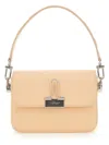Off-white Light Pink Leather Small Plain Binder Handbag In Beige
