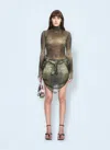 Off-white Off White Women Stamp Crocodile Mesh Top In Green